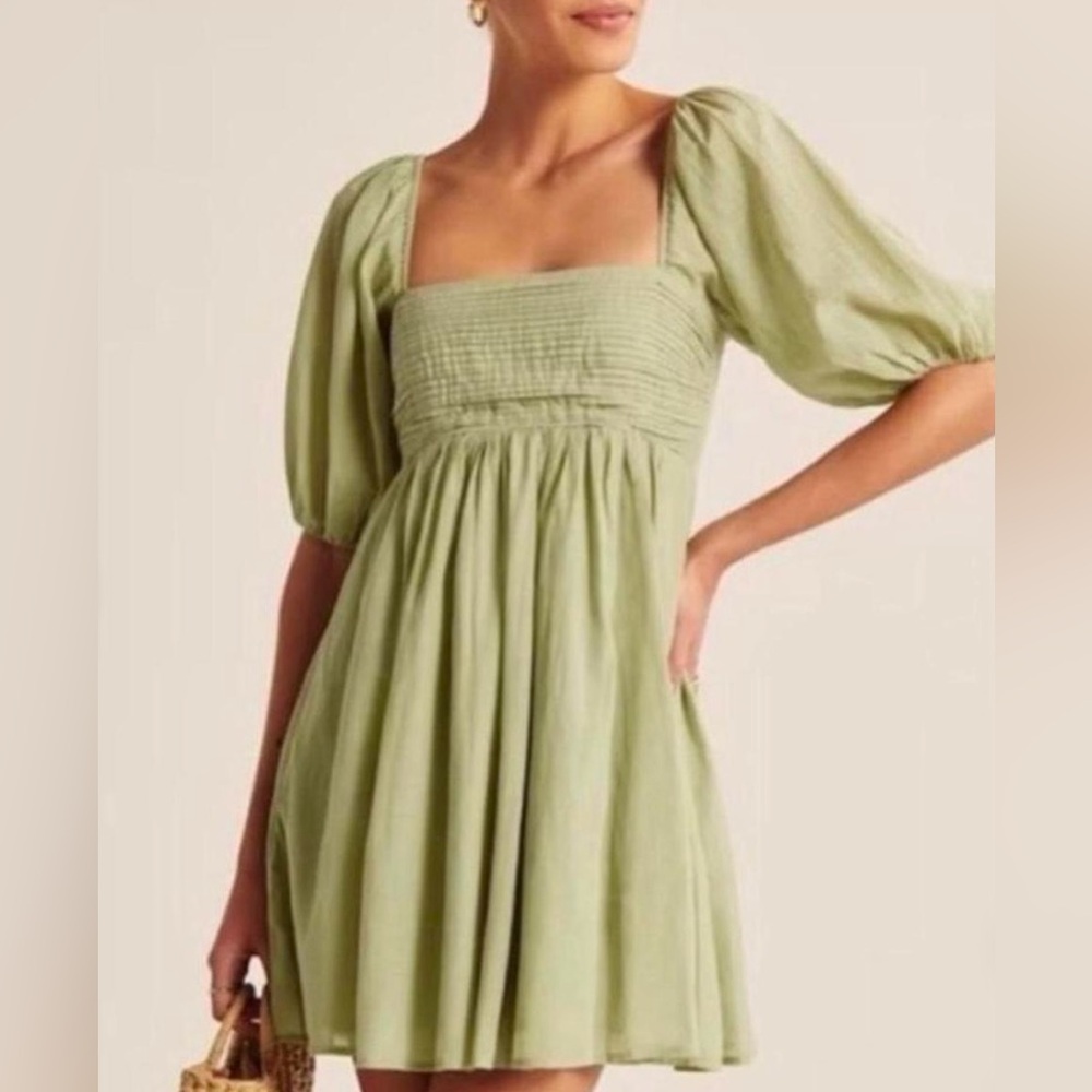 Abercrombie & Fitch Emerson Poplin Puff Sleeve Mini Dress